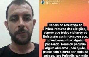 Ex-jogador do Botafogo-PB pede que apoiadores de Bolsonaro atropelem quem passa fome