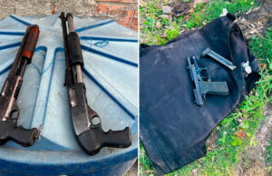 Polícia Militar prende criminosos com espingardas, pistola e colete balístico em Bayeux